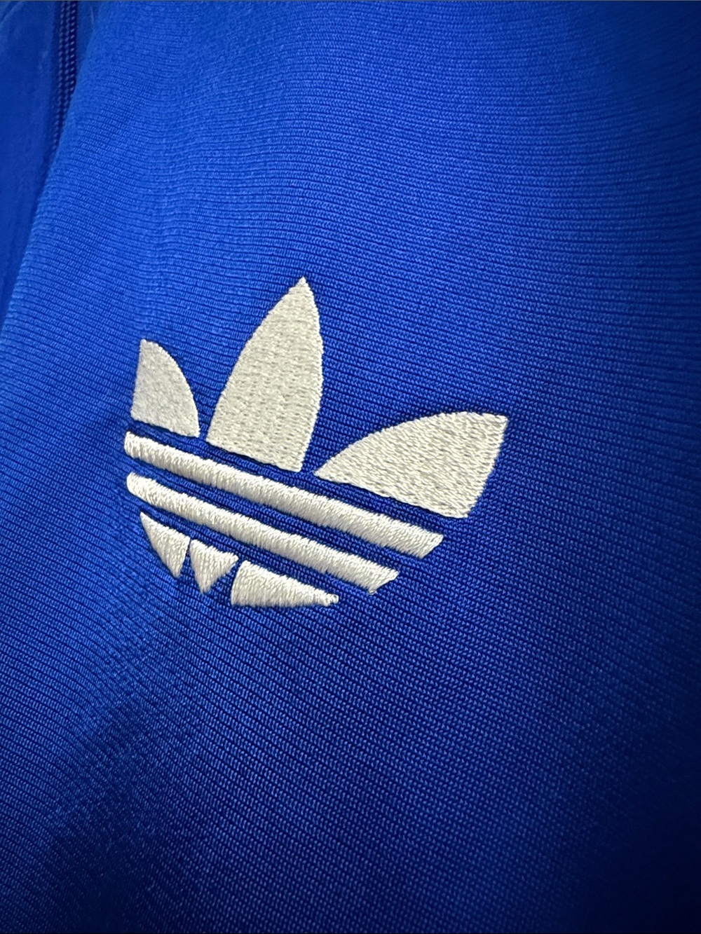 adidas Blue Track Jacket with White Stripes & Trefoil 2XL - Picture 2 of 4